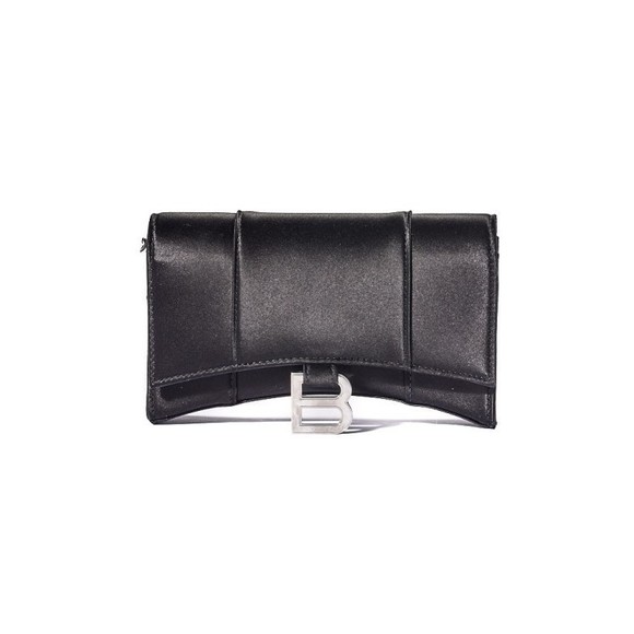 Balenciaga Wallet On Chain Hourglass Small Satin Black - vintage - Picture 1 of 1